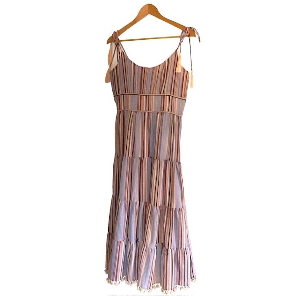 Allison New York Stripe Tie-Shoulder Dress in Lilac Stripes Medium - Picture 2 of 6